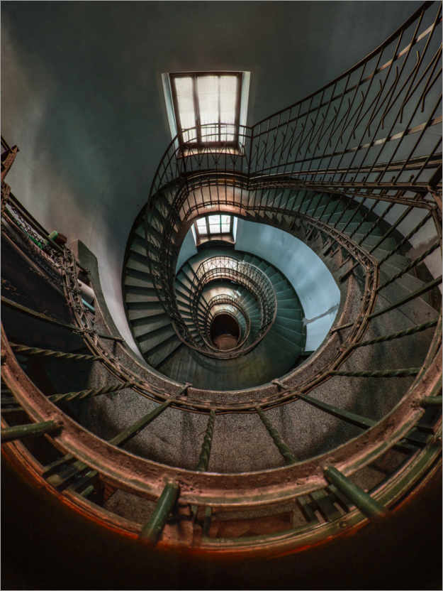 Poster Blue spiral staircase