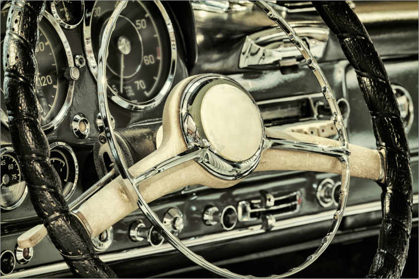 Poster Interior of a classic German sports car