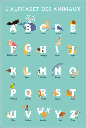 Aluminium print  Alphabet of Animals (French) - Kidz Collection