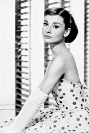 Wood print  Audrey Hepburn in flower dress - Celebrity Collection