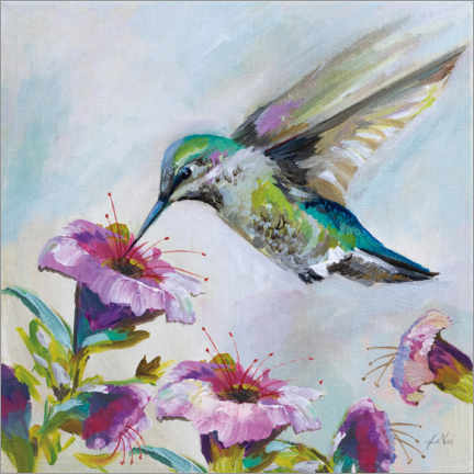 Canvas print  Hummingbird with hibiscus flowers II - Jeanette Vertentes
