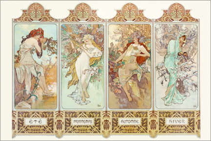 Canvas print  The four Seasons - Alfons Mucha