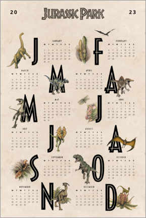 Canvas print  Jurassic Park Calendar Poster 2022