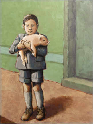 Canvas print  Boy with Piglet - Sarah Morrissette