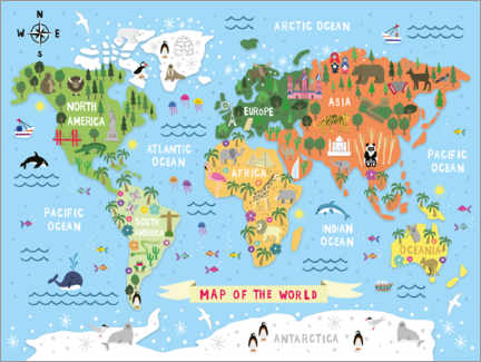 Canvas print  World map for children - Lizzie Preston