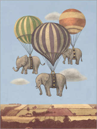Aluminium print  Flight of the Elephants - Terry Fan