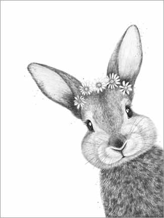 Canvas print  Rabbit with chamomiles - Valeriya Korenkova