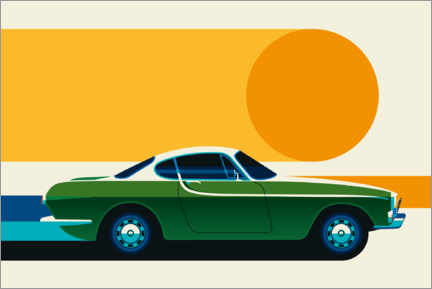 Canvas print  Green vintage sports car side - Bo Lundberg