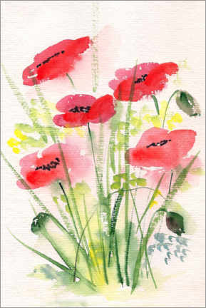 Poster Poppies watercolor