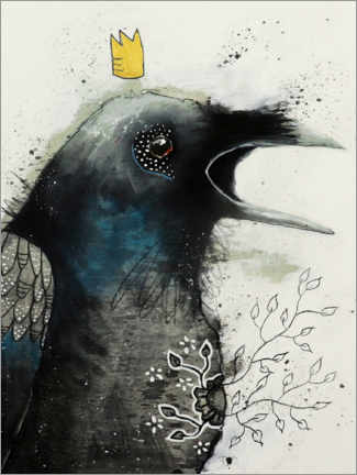 Acrylic print  Raven with crown - Micki Wilde