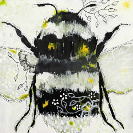 Wood print  Pollen and bumblebees - Micki Wilde