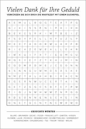 Poster Waiting room word search, German