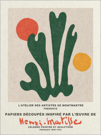 Aluminium print  Inspiré Henri Matisse II - L'ATELIER DES ARTISTES DE MONTMARTRE
