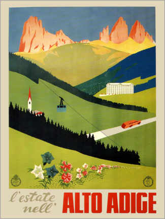 Poster Alto Adige vintage newspaper, South Tyrol, Italy