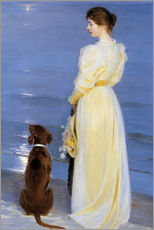 Gallery print  Summer Evening at Skagen. The Artist's Wife and Dog by the Shore - Peder Severin Krøyer
