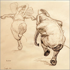 Wall sticker  Two dancing elephant - Heinrich Kley