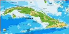 Aluminium print  Map of Cuba