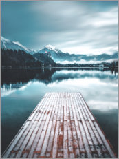 Canvas print  Wooden footbridge in the mountain lake - Lukas Saalfrank