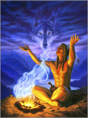 Wall sticker  Indian wolf spirit - Andrew Farley