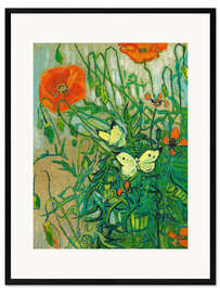 Framed art print  Butterflies and poppies - Vincent van Gogh