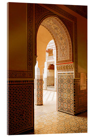 Acrylic print  Large patio columns with azulejos decor, Islamo-Andalucian art, Marrakech Museum, Marrakech, Morocco - Guy Thouvenin