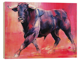 Wood print  Trotting bull - Mark Adlington