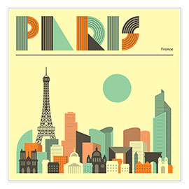 Poster  Paris skyline - Jazzberry Blue