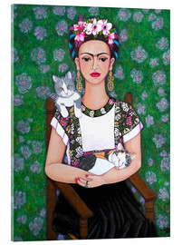 Acrylic print  Frida Kahlo cat lover - Madalena Lobao-Tello