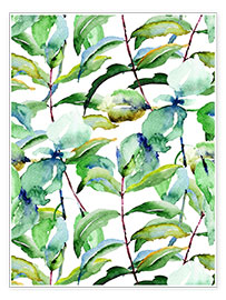 Poster Leaves in watercolor