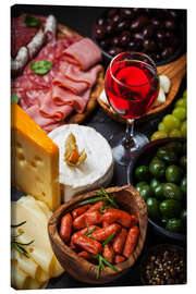 Canvas print  Antipasti and red wine