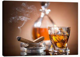 Canvas print  Glass of Whiskey and a Cigar