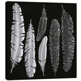 Canvas print  Feathers in silver