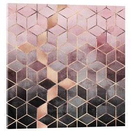 Acrylic print  Pink And Grey Gradient Cubes - Elisabeth Fredriksson