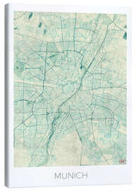 Canvas print  Map of Munich (blue) - Hubert Roguski