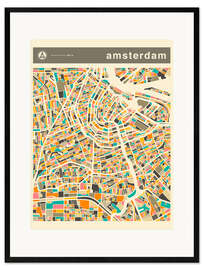 Framed art print  AMSTERDAM MAP - Jazzberry Blue