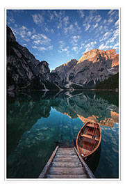 Poster Early morning on Lake Braies / Lago di Braies