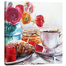 Canvas print  Coffee and croissant breakfast - Maria Mishkareva