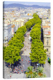 Canvas print  Barcelona and Las Ramblas with the Columbus Column