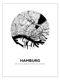 Poster City map of Hamburg
