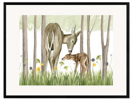 Framed art print  Children of the forest - Deer and her foal - Grace Popp