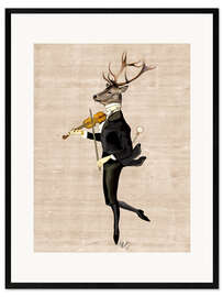 Framed art print  Dancing Deer with Violin - Fab Funky