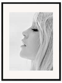 Framed art print  Brigitte Bardot on the beach 1965, black and white